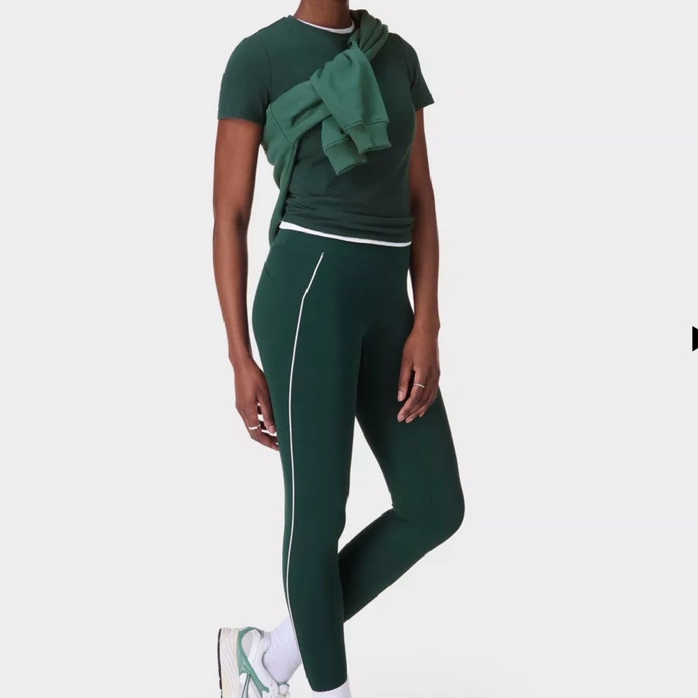 FINAL PRICE Sweaty Betty All Day Contrast Piping Leggings Cedar Green Small